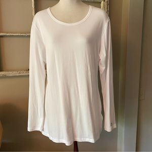 🐚White Cross white cotton long sleeved t shirt